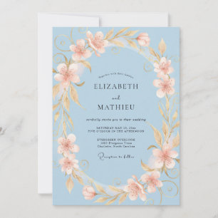 Puderblaue Ätherische Aquarell-Blumenhochzeit Einladung