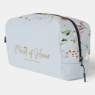 Puderblaue Brautjungfer Skript Name Accessoire Waschbeutel