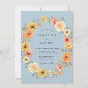 Puderblaue entzückende Frühlingshochzeit Einladung