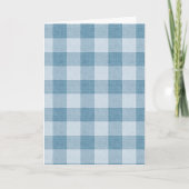 Puderblaue Gingham Büffelkariert Leinenstruktur Karte (Vorderseite)
