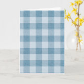 Puderblaue Gingham Büffelkariert Leinenstruktur Karte (Gelbe Blume)