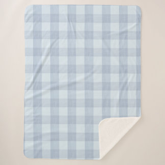 Puderblaue große Gingham-Karo-Sherpa-Decke Sherpadecke