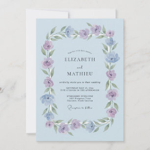 Puderblaue träumerische Blumzeit-Hochzeit Einladung