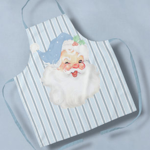 Puderblaue Vintage zwinkerender Weihnachtsmann Wei Schürze