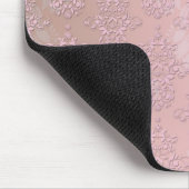 Puderquaste Rosa Mädchenhaft Damast Mousepad (Ecke)