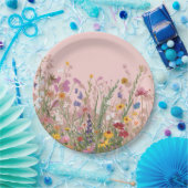 Puderrosa Freund und Wildblumen  Pappteller (Party)