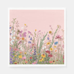 Puderrosa Freund und Wildblumen  Serviette