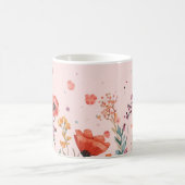 Puderrosa Hintergrund mit Mohn & Wildblumen Kaffeetasse (Mittel)