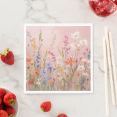 Puderrosa Hintergrund mit wilden Blumen Serviette (Beispiel)