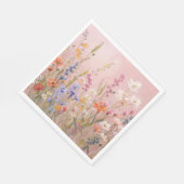 Puderrosa Hintergrund mit wilden Blumen Serviette (Ecke)