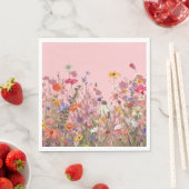 Puderrosa Hintergrund mit wilden Blumen Serviette (Beispiel)