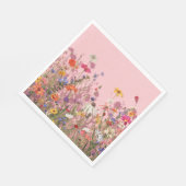 Puderrosa Hintergrund mit wilden Blumen Serviette (Ecke)