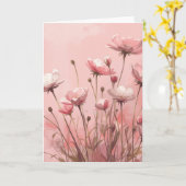 Puderrosa Hintergrund mit Wolfsmohn Karte (Gelbe Blume)