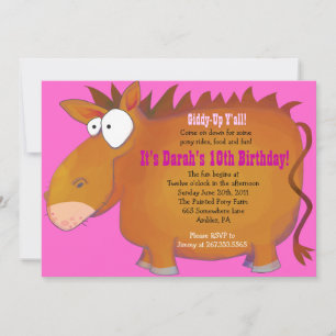 PUDGY PONY Horseback Geburtstagsparty Einladung