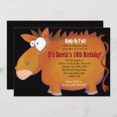 PUDGY PONY Horseback Geburtstagsparty Einladung (Vorne/Hinten)