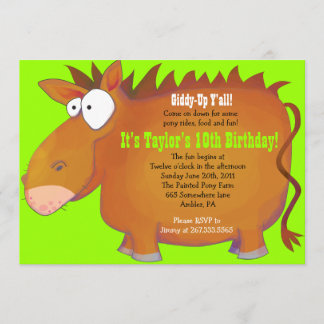 PUDGY PONY Horseback Geburtstagsparty Einladung