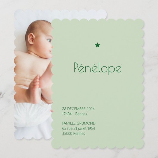 Pudré - Penelope Einladung (Vorne/Hinten)