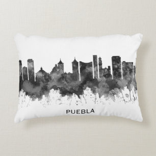 Puebla Mexico Skyline BW Dekokissen