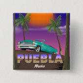 Puebla Mexiko, Ferienplakat Button (Vorderseite)