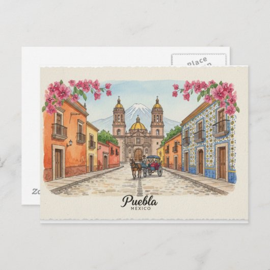 Puebla Mexiko, Postkarte (Vorne/Hinten)