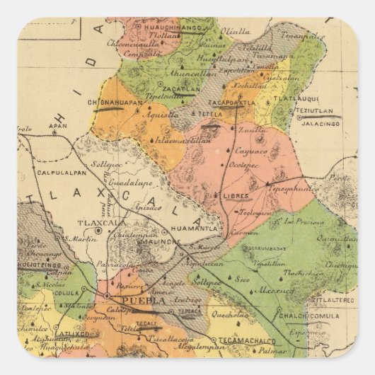 Puebla, Mexiko Quadratischer Aufkleber (Vorderseite)