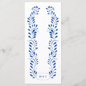 Puebla Style Blau mexikanisches Hochzeitsmenü Programm (Rückseite)