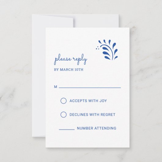 Puebla Style Blue Mexican Wedding RSVP Card (Vorderseite)