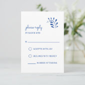 Puebla Style Blue Mexican Wedding RSVP Card Karte (Stehend Vorderseite)
