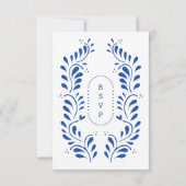 Puebla Style Blue Mexican Wedding RSVP Card Karte (Rückseite)