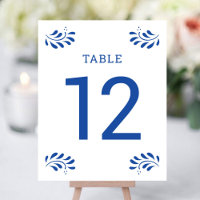 Puebla Style Blue Wedding Tischnummer