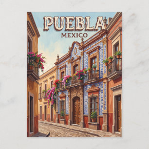 Puebla Talavera Straße Mexiko Postkarte