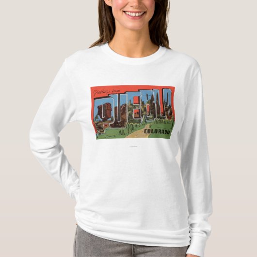 Pueblo, Colorado - große Buchstabe-Szenen T-Shirt (Vorderseite)