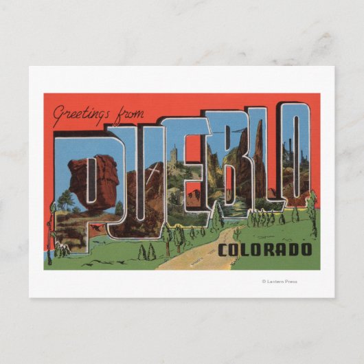 Pueblo, Colorado - Große Buchstabenszenen Postkarte (Vorderseite)
