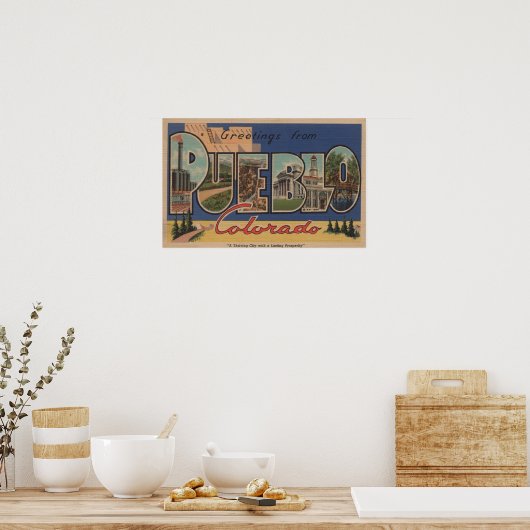 Pueblo, Colorado - Large Letter Scenes 2 Poster (Küche)