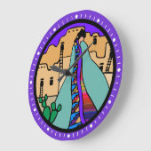 Pueblo-gebürtiger Amerikaner-Uhr mit lila Grenze Große Wanduhr (Winkel)