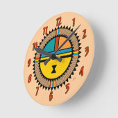 Pueblo Katsina (Kachina) Sun Face Runde Wanduhr (Winkel)