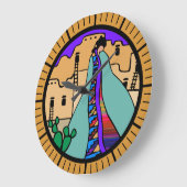 Pueblo Native American Southwest Design Große Wanduhr (Winkel)