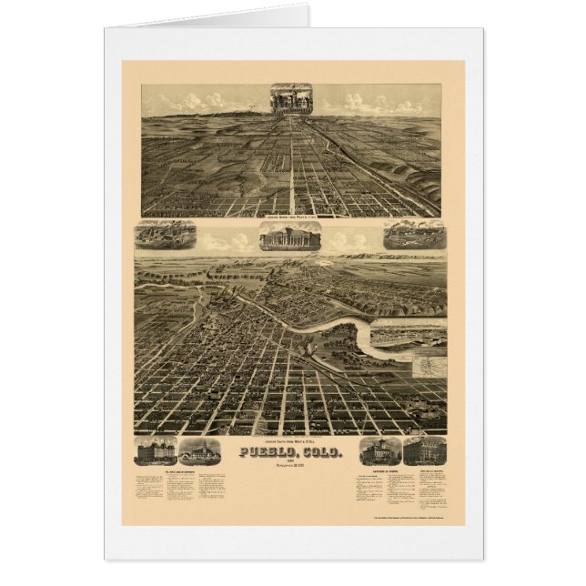 Pueblo, panoramische Karte Co - 1890 (Vorne)