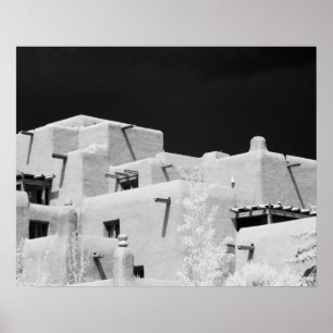 Pueblo-Stil-Adobe-Inn in Loretto, Santa Fe, Neu Poster