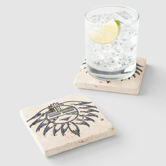 Pueblo Sun Native American Steinuntersetzer (Seitenansicht)