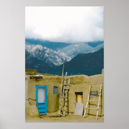 Pueblo Taos & Mountain Poster