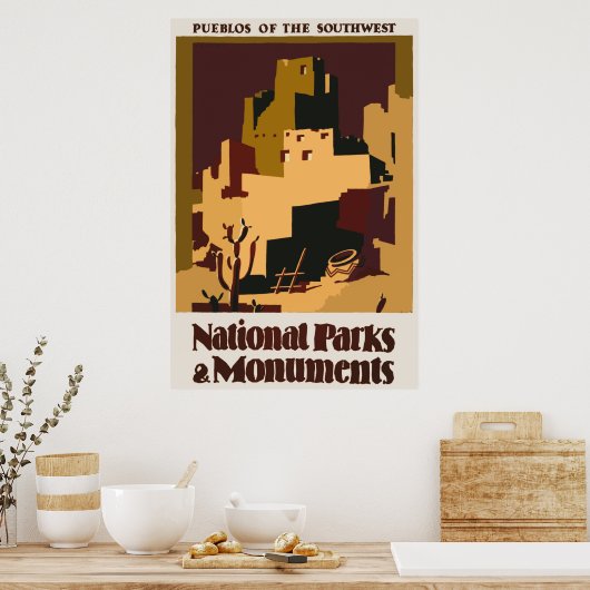 Pueblos des Südwestjahrstalts Reiseplakats Poster (Küche)