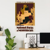 Pueblos des Südwestjahrstalts Reiseplakats Poster (Heimbüro)