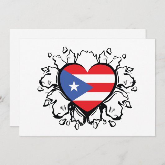 Puero Rico Flag Boricua Niedlich Simple Einladung (Vorne/Hinten)