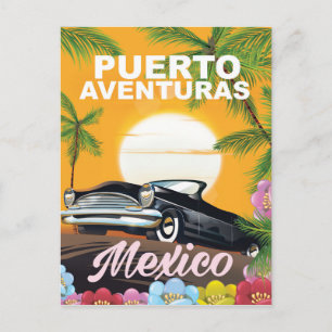 Puerto Aventuras Mexiko Reiseplakat Postkarte