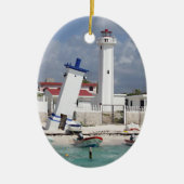 Puerto Morelos Leuchtturm Keramik Ornament (Vorne)