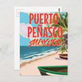Puerto Peñasco Beach Mexiko Reiseplakat Postkarte (Vorne/Hinten)