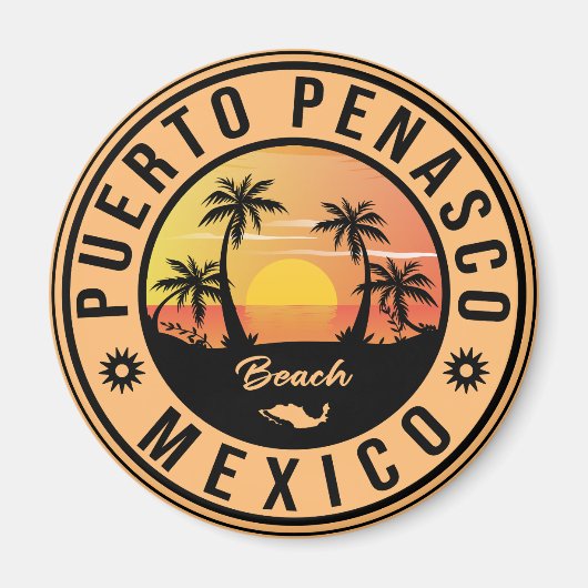 Puerto Peñasco Mexico Beach Retro Sunset 80er Magnet (Vorne)