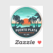 Puerto Plata Dominican Retro Sunset Souvenir 60er Aufkleber (Blatt)