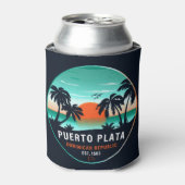 Puerto Plata Dominican Retro Sunset Souvenir 60er Dosenkühler (Kanne Vorderseite)